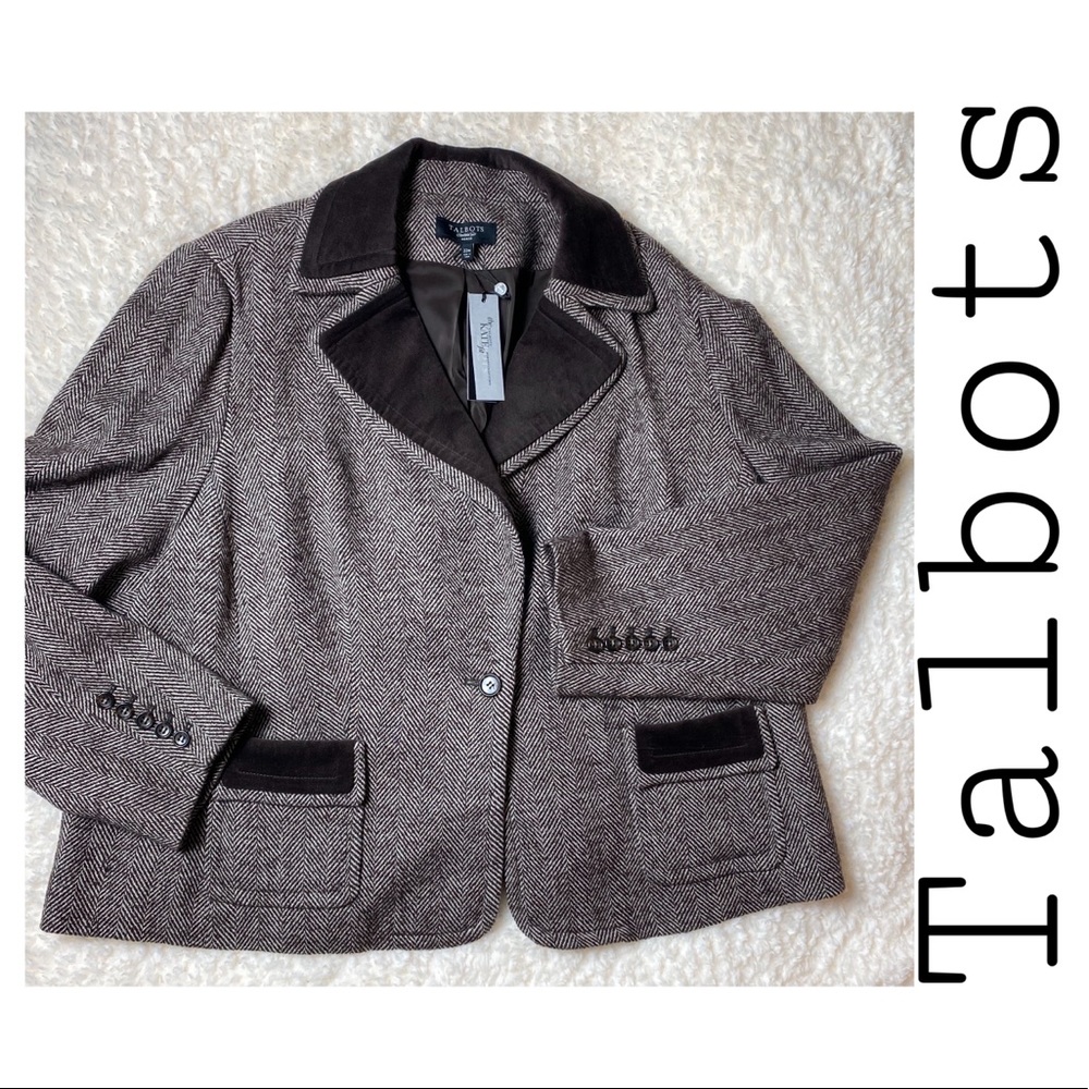TALBOTS HOUNDSTOOTH WOOL KATE BLAZER JACKET 22W